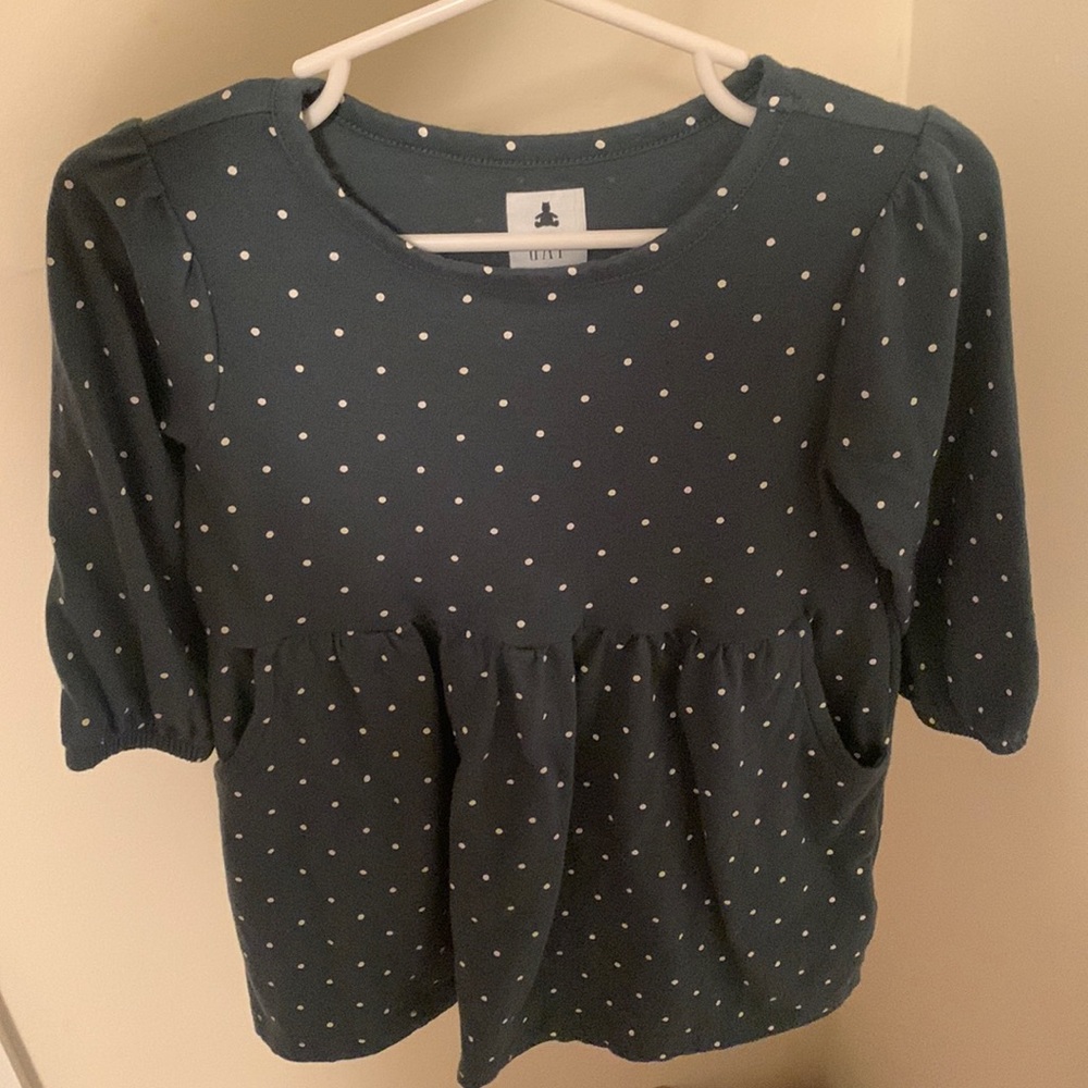 Toddler girls green dress with polka dots